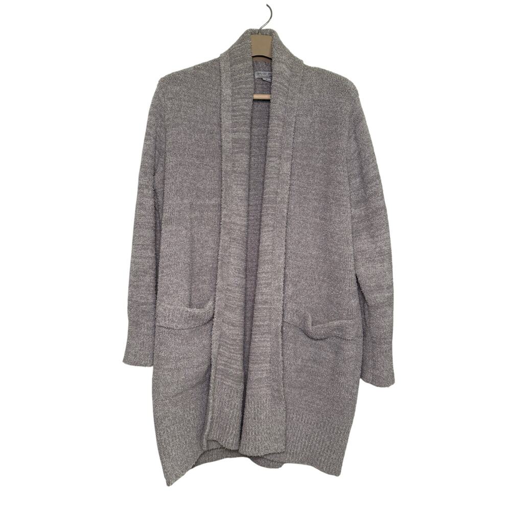 Barefoot Dreams Cardigan Womens MED Gray CozyChic Open Front Fuzzy Soft Jacket